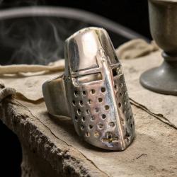 Bague Chevaliere Heaume de Chevalier des Templiers en laiton T63- sceau blason harley biker davidson