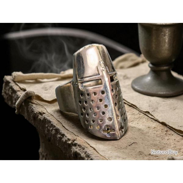 Bague Chevaliere Heaume de Chevalier des Templiers en laiton T63- sceau blason harley biker davidson