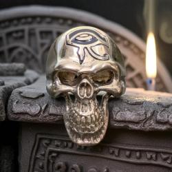 Bague Chevaliere Tete de Mort il d'Horus en Laiton T63 -  sceau Egyptien egypte magie esoterisme