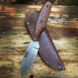 Couteau ESEE Belt Knife Lame Acier Magnacut Manche Micarta Etui Cuir Made USA ESEBKM