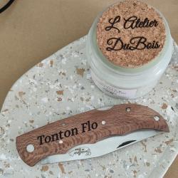 Couteau de poche manche en bois personnalisé  Gravure prénom | Cadeau homme femme | Artisanat | Gra