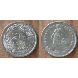 Suisse 1/2 Franc 1976 Piece 50 Rappens Francs