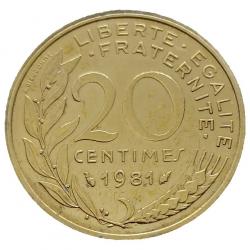 Monnaie France - 1981 - 20 centimes Marianne Cupro (Grade : TB) - Ref N0027