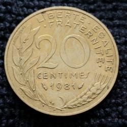 Monnaie France - 1981 - 20 centimes Marianne Cupro (Grade : TTB) - Ref N0829
