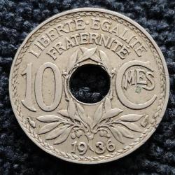 Monnaie France - 1936 - 10 centimes Lindauer Cupronickel (Grade : TB) - Ref N1143
