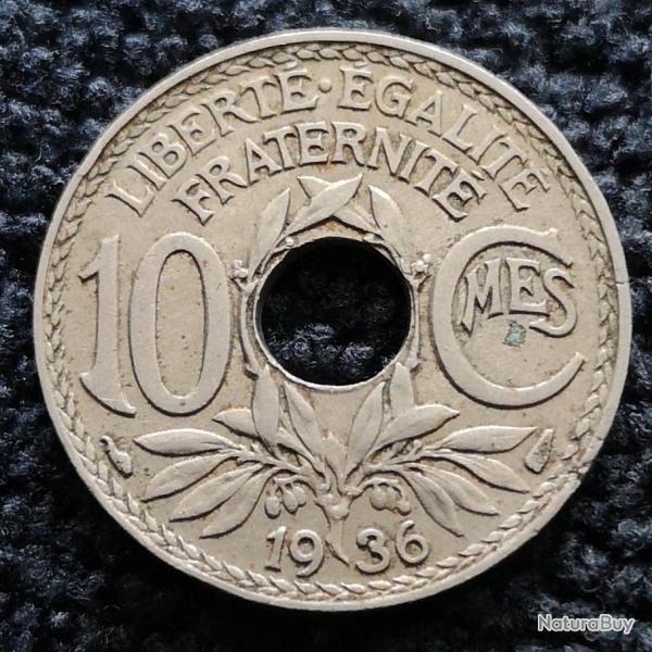 Monnaie France - 1936 - 10 centimes Lindauer Cupronickel (Grade : TB) - Ref N1143