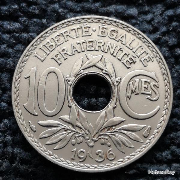 Monnaie France - 1936 - 10 centimes Lindauer Cupronickel (Grade : SUP) - Ref N1585