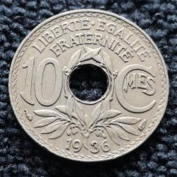 Monnaie France - 1936 - 10 centimes Lindauer Cupronickel (Grade : TTB) - Ref N1788