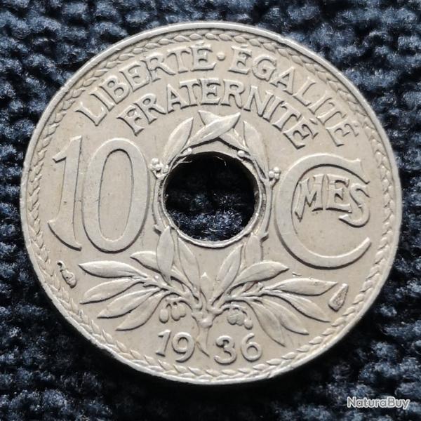 Monnaie France - 1936 - 10 centimes Lindauer Cupronickel (Grade : TTB) - Ref N1788