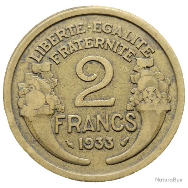 Monnaie France - 1933 2 de la valeur faciale fin - 2 francs Morlon Cupro (Grade : TB) - Ref N0030