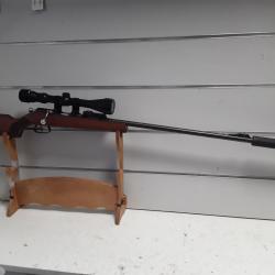 Carabine monocoup Manuarm cal.22lr bois can.58cm + lunette 3-9x40 + silencieux