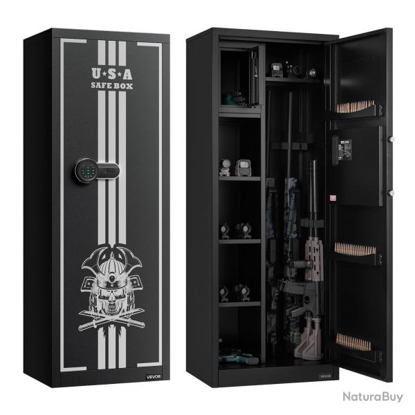 Armoire à 4 Fusils, Coffre-Fort pour Armes à Feu 2 Façons de Verrouillage par Clavier