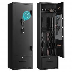 Armoire à 4 Fusils, Coffre-Fort pour Armes à Feu 2 Façons de Verrouillage Clavier