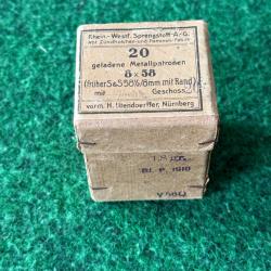 BOITE VIDE  DE 20 CARTOUCHES  ALLEMANDES  DE  8 X 58   W W 1