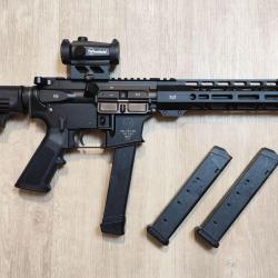 Carabine semi-automatique NUOVA JAGER AR15 GM - Cal. 9x19 - 12,5" + Point rouge (Occasion TBE)