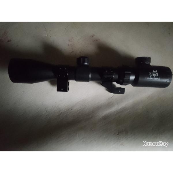 Lunette polyvalente lynx 1,5-6 x 42 WAE + collier dport Hawke medium