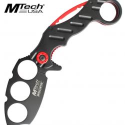 Couteau Poing Americain Noir MT-A863BR Couteau de Poche Pliant Repliksword