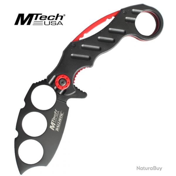 Couteau Poing Americain Noir MT-A863BR Couteau de Poche Pliant Repliksword