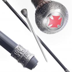 Canne Epee Templiere Chevalier Croix Rouge Repliksword