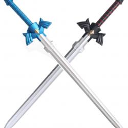 Pack 2 Epees Link Latex Mousse Master Sword Zelda Epee Excalibur Black Blue Edition 80cm Repliksword