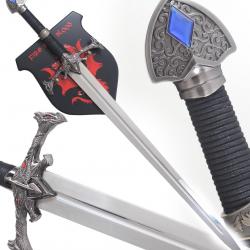 House of Dragon Epee Aegon Epee Replique Acier Blackfyre Book Edition + Support Bois Mural Replikswo
