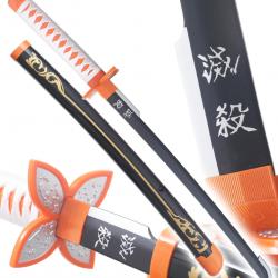 Demon Slayer Katana Shinobu Kocho Epee en Bois Kimetsu no Yaiba Sabre Black Edition - 80cm Replikswo