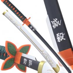 Demon Slayer Katana Shinobu Kocho Epee en Bois Kimetsu no Yaiba Sabre White Edition - 80cm Replikswo