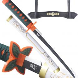 Demon Slayer Mini Katana Shinobu Kocho Epee en Bois Kimetsu no Yaiba Sabre White Edition - 45cm Repl