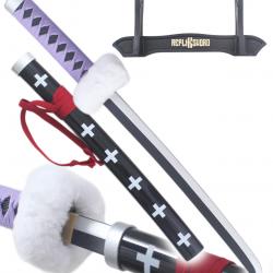 One Piece Mini Katana Trafalgar Law en Bois Epee Sabre Violet - 45cm Repliksword