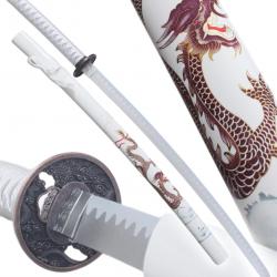 Katana en Bois Dragon Epee Decoration Sabre Replique Katana Japonais White Edition Repliksword