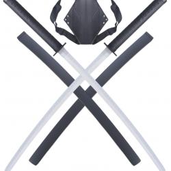 Deadpool Double Katana en Bois Epee Sabre + Support Dorsal Deadpool Katana Repliksword
