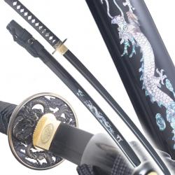 Danzan Katana de combat en Bois Dragon Noir Epee Sabre Katana Japonais - Lame Bois Noire Repliksword