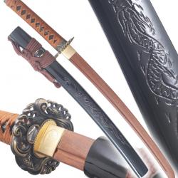 Danzan Wakizashi Dragon Epee en Bois Sabre Entrainement Wakizashi Japonais - Lame Bois Wenge Repliks