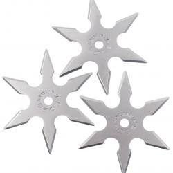 Set 3 Shurikens Ninja Silver Etoile a Lancer Shuriken 6 Points Shinobi Repliksword