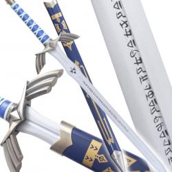Zelda Epee de Link en Bois Master Sword Epee Decoration Excalibur + Fourreau Blue Edition Replikswor