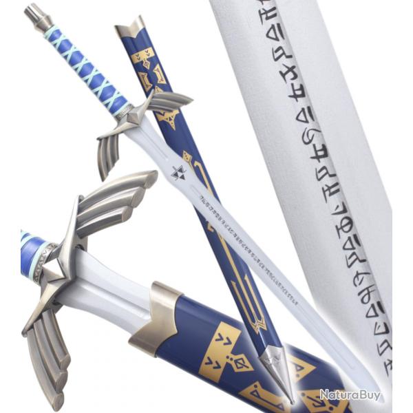 Zelda Epee de Link en Bois Master Sword Epee Decoration Excalibur + Fourreau Blue Edition Replikswor