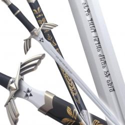 Epee de Link Zelda Lame en Bois Master Sword Epee Decoration Excalibur + Fourreau Black Edition Repl