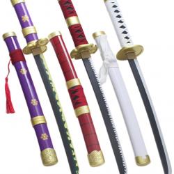 Pack 3 Mini Katanas en Bois One Piece Sabre Zoro Epee Wado Enma et Kitetsu Sandai Decoration Repliks