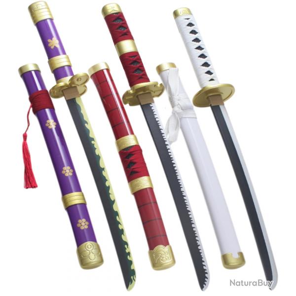 Pack 3 Mini Katanas en Bois One Piece Sabre Zoro Epee Wado Enma et Kitetsu Sandai Decoration Repliks