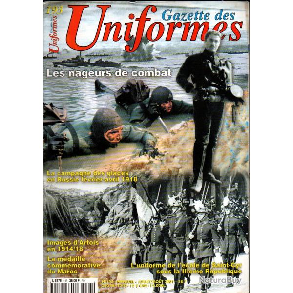 gazette des uniformes 193, nageurs de combat , artois 14-18, uniforme saint-cyr, mdaille du maroc