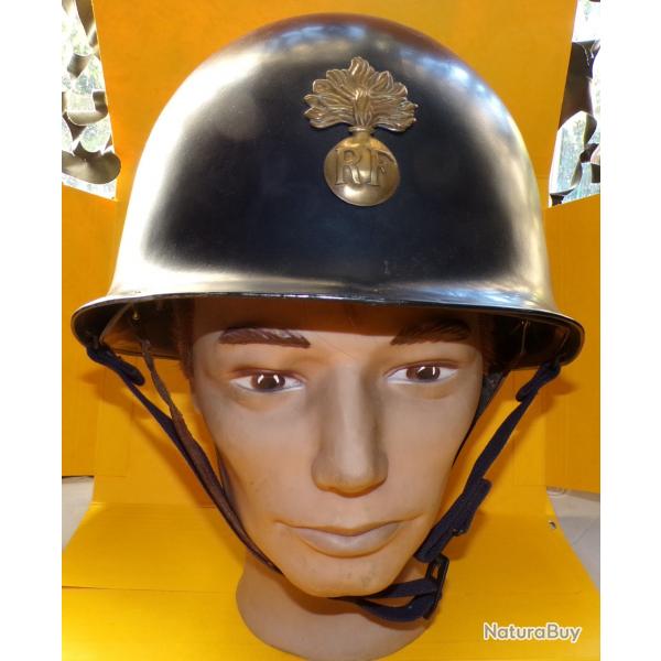 CASQUE MILITAIRE LOURD MODELE 1951 DE LA GENDARMERIE NATIONALE DE L'ARMEE FRANCAISE  , FABRICATION F