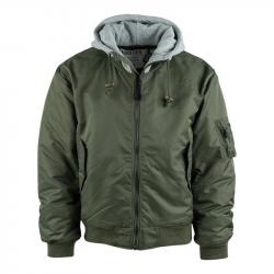 Blouson Bombers MA1 à capuche (Couleur Kaki, Taille XL)