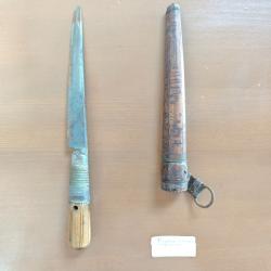 Poignard Berbère Marocain Rifain - 16 cm Lame + Fourreau Cuir BronzeEnchère 1 euros sans réserve