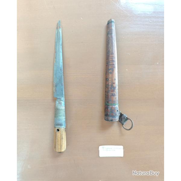 Poignard Berbère Marocain Rifain - 16 cm Lame + Fourreau Cuir BronzeEnchère 1 euros sans réserve