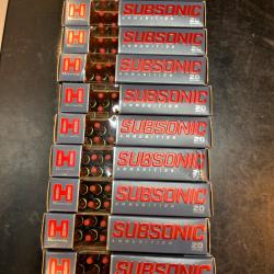 Lot de 200 Cartouches Hornady Calibre 300 AAC Black-out 190 Grains Subsonic