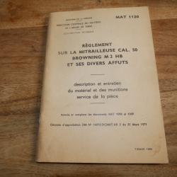 Manuel MAT 1022 Règlement sur la mitrailleuse .50 BROWNING M2 HB