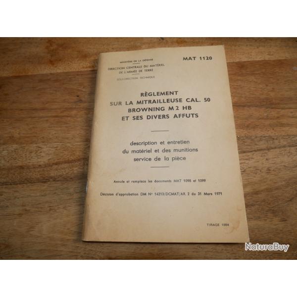 Manuel MAT 1022 Rglement sur la mitrailleuse .50 BROWNING M2 HB