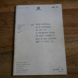 Manuel MAT 1071 guide technique sur la mitrailleuse12.7mm à changement rapide de canon pour LECLERC