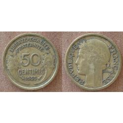 France 50 Centimes 1933 Piece Centime de Franc Francs