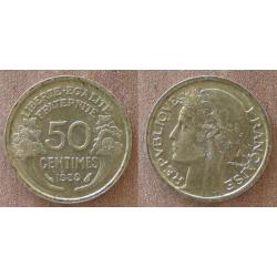 France 50 Centimes 1939 Piece Morlon Centime de Franc Francs